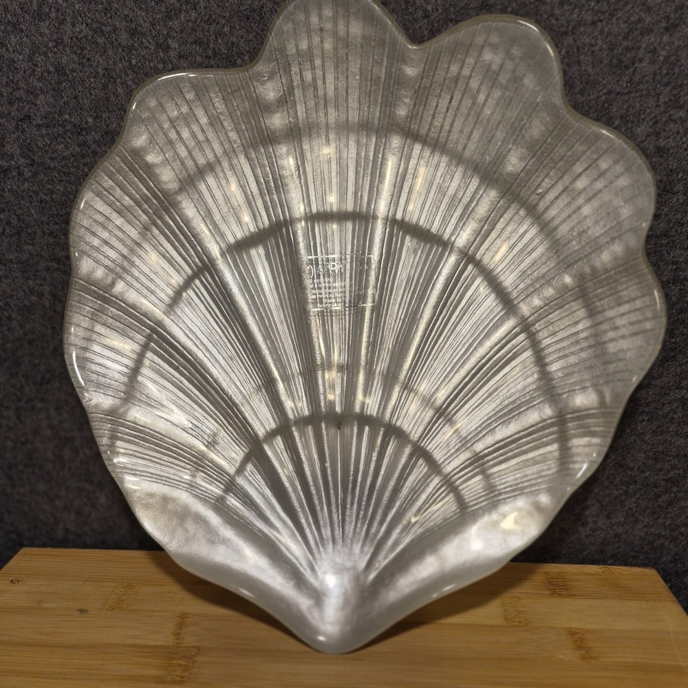 Vintage ARDA Silver &Beige Clam Shell Platter 13 x 12 Made in Turkey